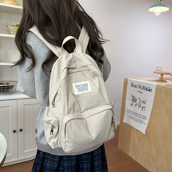 Női iskolai hátizsák, városi minimalist stílus, nylon anyag, kapacitás 20–35L, görbült vállpántok, poliészter bélés