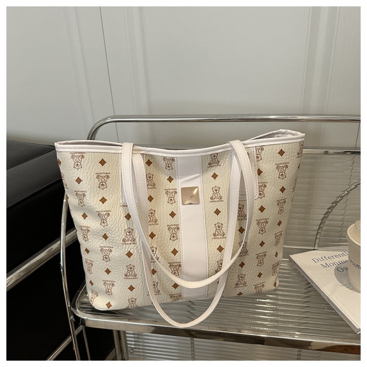 Sieviešu plecu soma ar lielu ietilpību, PU materiāls, Street fashion stils, horizontāla kvadrāta forma, rāvējslēdzējs, poliesterā oderē