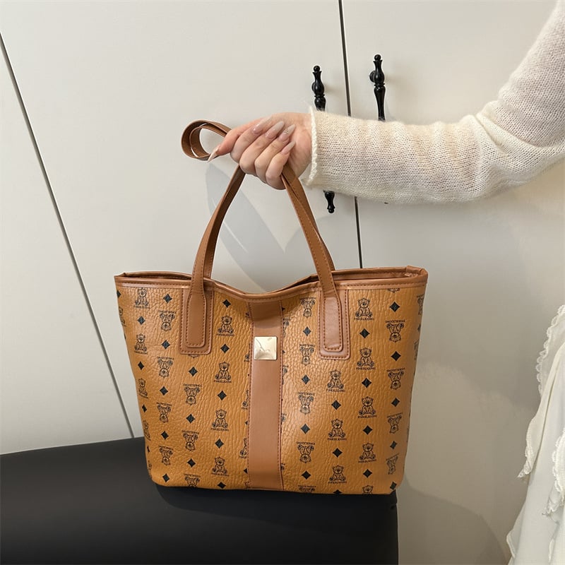 Sieviešu plecu soma ar lielu ietilpību, PU materiāls, Street fashion stils, horizontāla kvadrāta forma, rāvējslēdzējs, poliesterā oderē