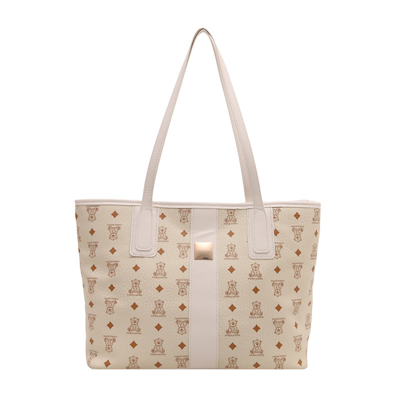 Sieviešu plecu soma ar lielu ietilpību, PU materiāls, Street fashion stils, horizontāla kvadrāta forma, rāvējslēdzējs, poliesterā oderē