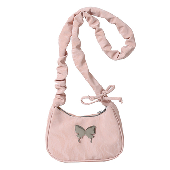 Τσαντάκι υπό μασχάλη σε street style, PU υλικό, οριζόντιο τετράγωνο σχήμα, φερμουάρ, θήκη για κινητό, επένδυση από πολυεστέρα, μία ιμάντας, Άνοιξη 2025