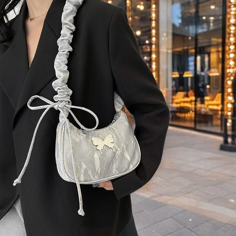 Τσαντάκι υπό μασχάλη σε street style, PU υλικό, οριζόντιο τετράγωνο σχήμα, φερμουάρ, θήκη για κινητό, επένδυση από πολυεστέρα, μία ιμάντας, Άνοιξη 2025