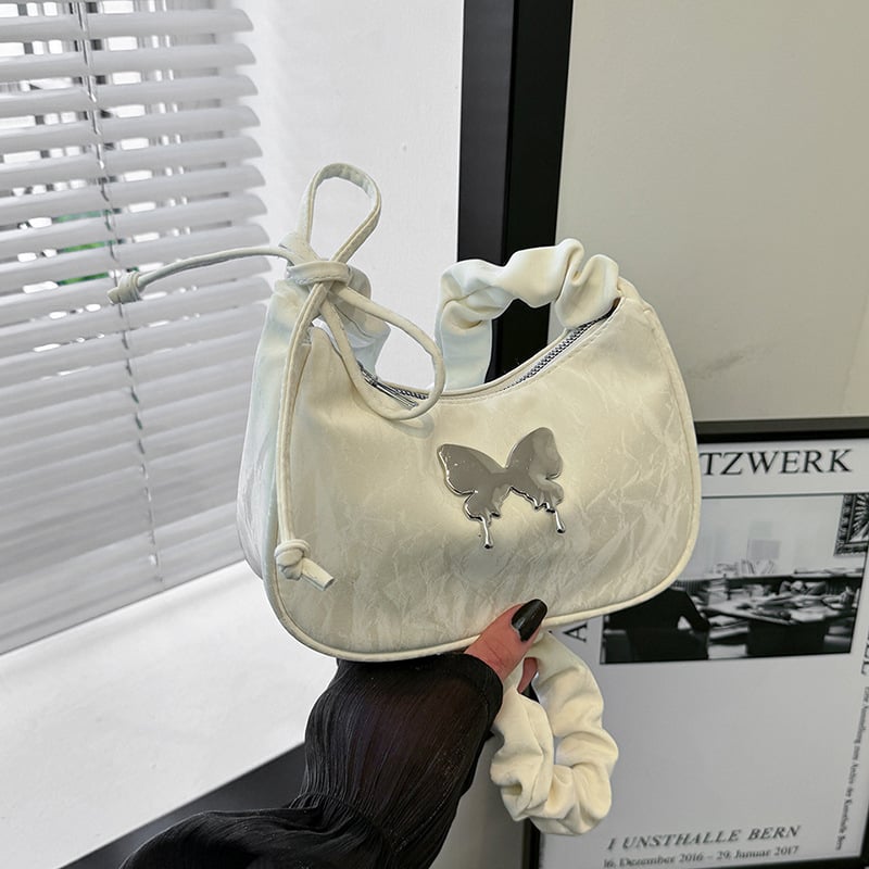 Τσαντάκι υπό μασχάλη σε street style, PU υλικό, οριζόντιο τετράγωνο σχήμα, φερμουάρ, θήκη για κινητό, επένδυση από πολυεστέρα, μία ιμάντας, Άνοιξη 2025