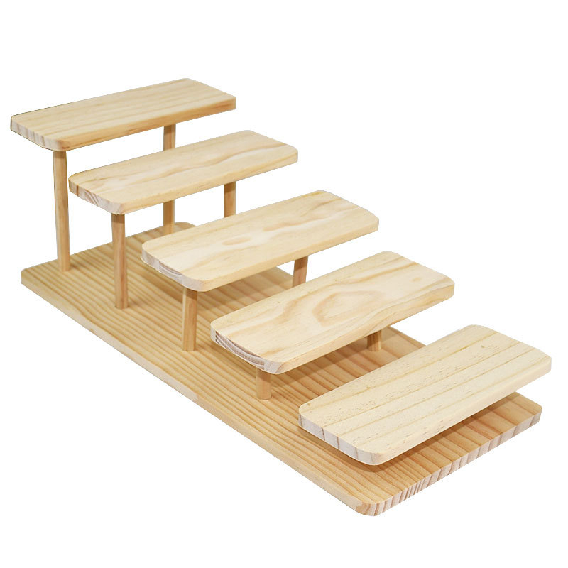 Пететажна стойка за очила от масивно дърво и акрил, трапецовиден Nordic стил, дисплей за очила