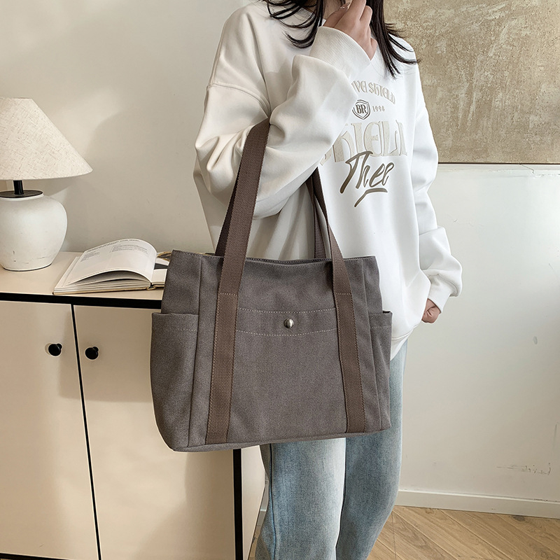 Platnena tote torba, moderni korejski stil s umjetničkim duhom, velika kapaciteta, svakodnevna upotreba
