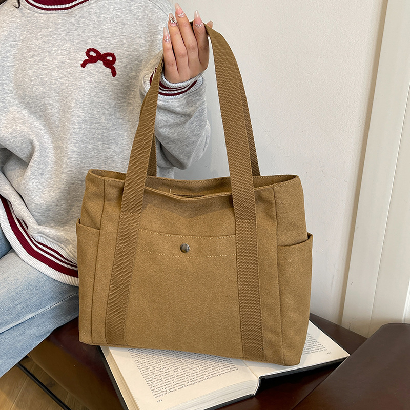 Platnena tote torba, moderni korejski stil s umjetničkim duhom, velika kapaciteta, svakodnevna upotreba