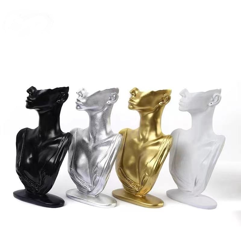 Държач за бижута от смола – дисплей за огърлици и обици в полупрофилен лицев модел, без лого, без персонализация, произход: Jinhua