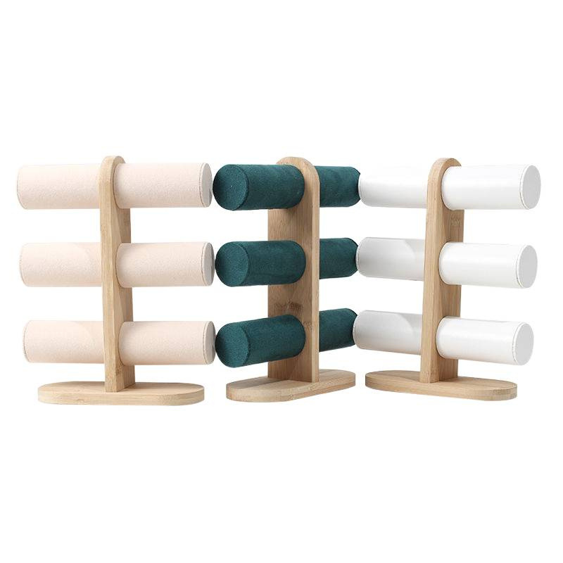 Дамска три нива вертикална стойка за гривни и часовници от бамбуково дърво — женствен стил, есен 2022