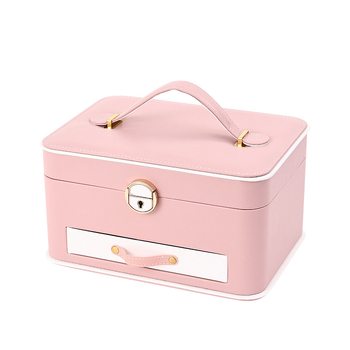 Кутия за бижута с огледало, три слоя — преносима за настолно съхранение, прахоустойчива и влагозащитена, пластмасова конструкция