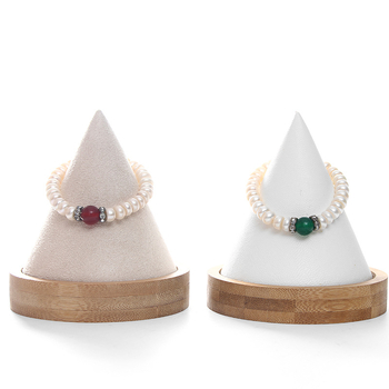 Стойка за бижута (конична масивна дървена конструкция, покритие: фланел и PU кожа, еднослойна)