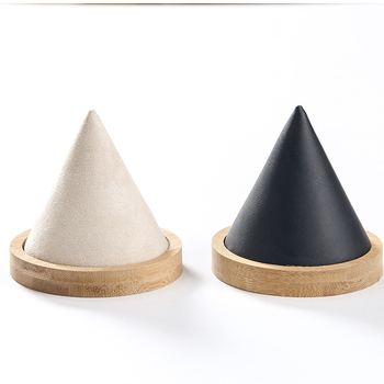 Стойка за бижута (конична масивна дървена конструкция, покритие: фланел и PU кожа, еднослойна)