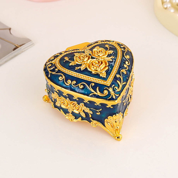 Кутия за бижута от метал, сърцевидно-кръгла форма, за бюро, скандинавски стил, едно ниво