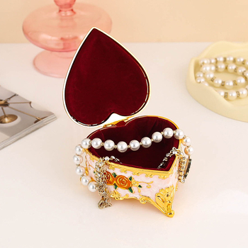 Кутия за бижута от метал, сърцевидно-кръгла форма, за бюро, скандинавски стил, едно ниво