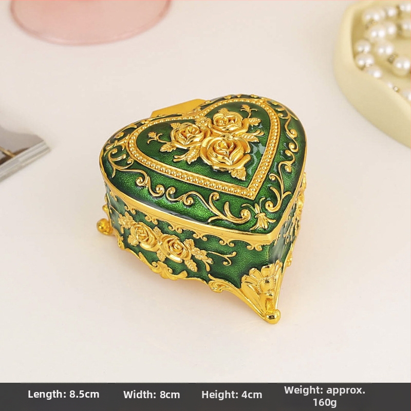 Kovová šperkovnica, tvar srdca a kruhový dizajn, na stôl, škandinávsky štýl