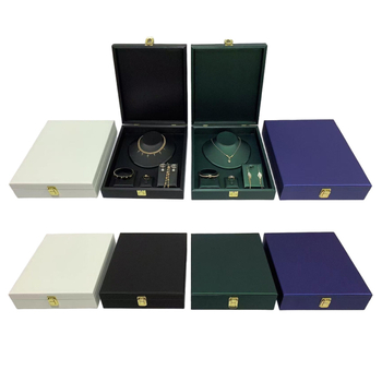 Кожена кутия за показване и съхранение на бижута, едноетажна, текстуриран финиш, възможност за лого и обработка за промяна на цвета