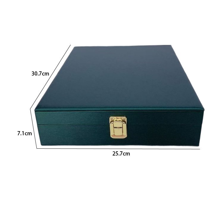 Кожена кутия за показване и съхранение на бижута, едноетажна, текстуриран финиш, възможност за лого и обработка за промяна на цвета