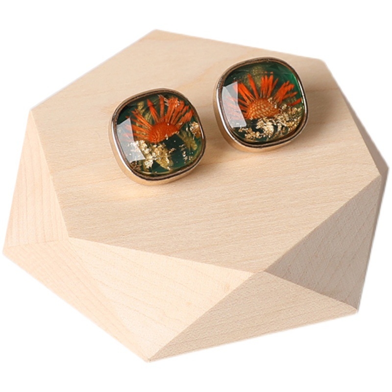 Дървен дисплей за бижута от масивно дърво, ръчна изработка, стил висока класа, едноетажен