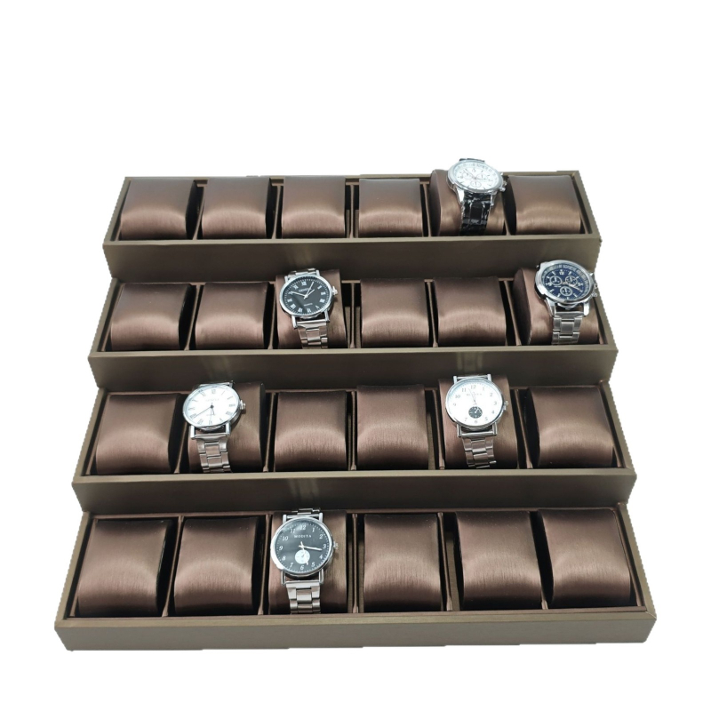 Поставка за бижута, четиристепен трапецовиден дизайн, MDF с кожена повърхност, висок клас, пролет 2025