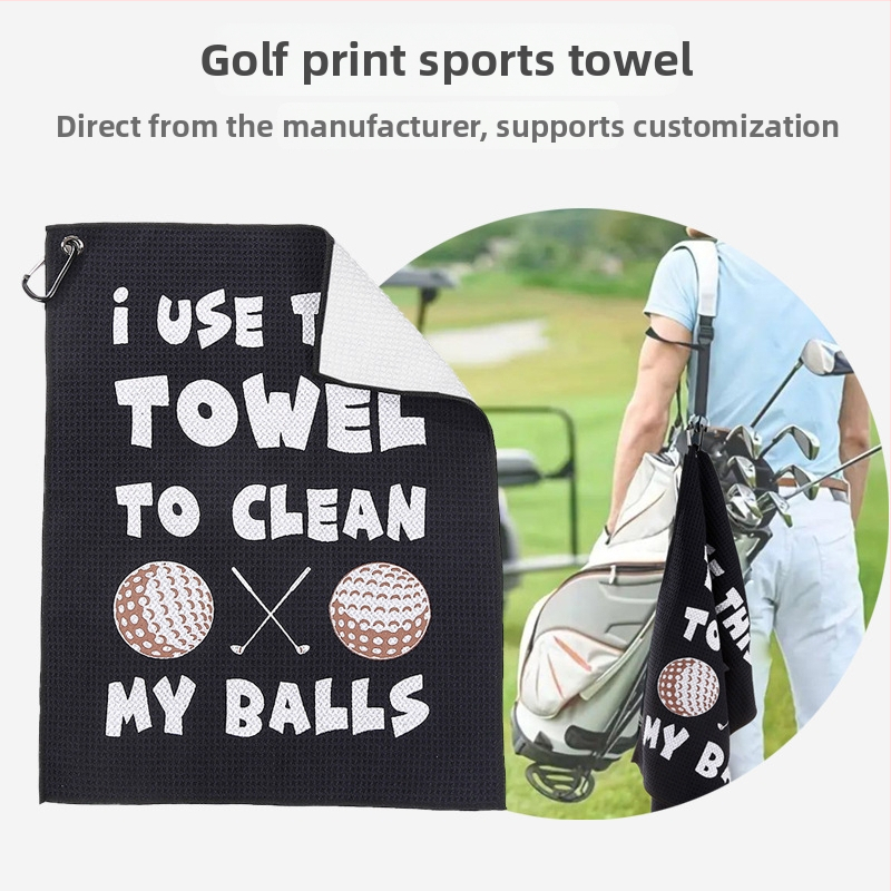 Golfový športový uterák - mikrovlákno, vzor ananásová waffle, tlačené logo, možnosť personalizácie, nasiakavosť 0–5 s