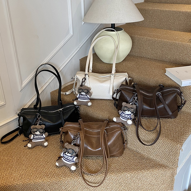 Enchino Sieviešu Boston soma, pilsētas vienkāršība, PU materiāls, horizontāla kvadrātveida forma, rāvējslēdzējs, rudens 2025