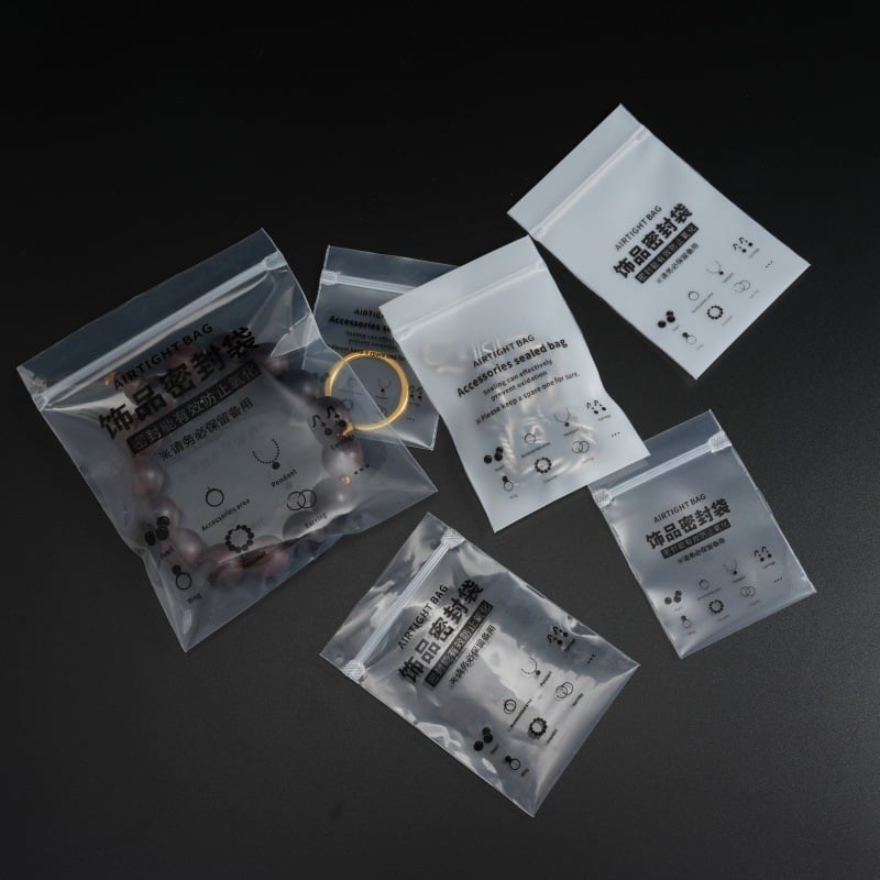 Πλαστική τσάντα συσκευασίας κοσμημάτων με διαφανές/αμυδρό φινίρισμα — εσωτερική συσκευασία, κατάλληλη για σκουλαρίκια και κολιέ