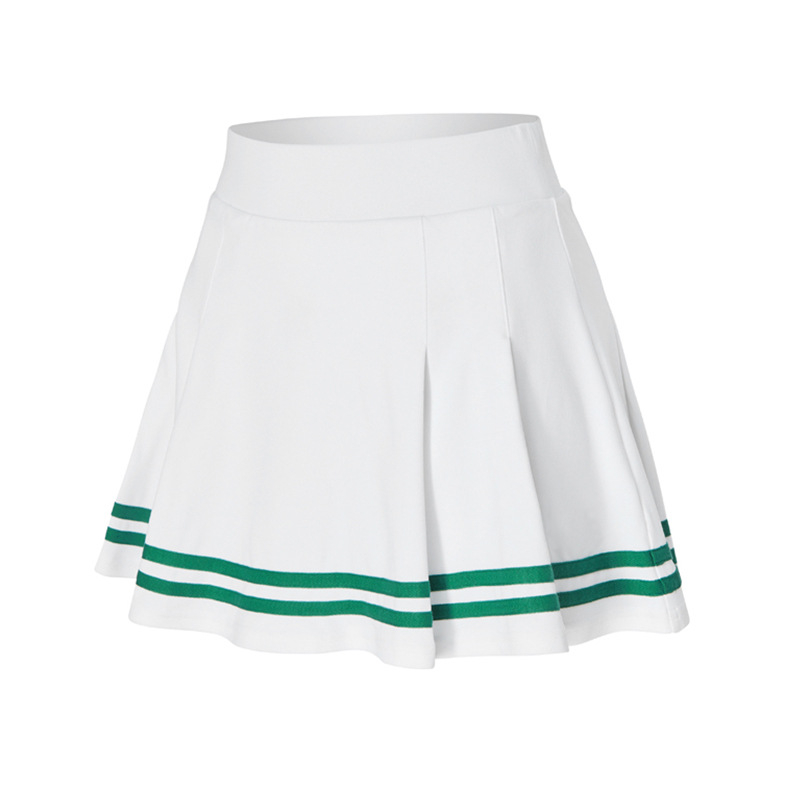 Sieviešu svītrainā ātri žūstošā plissētā skort ar iekšējām šortēm – pieaugušas sievietes; 75% neilons, 25% spandekss; piemērots skrējiens, golfs, teniss un badmintonam; vasara, pavasaris un rudens