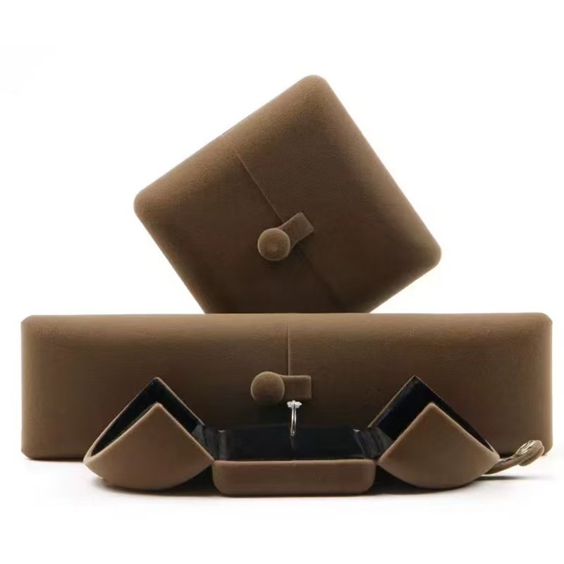 Dupla nyitású flanel ékszerdoboz gyűrű, medál és karkötő rekeszekkel – ékszercsomagolás