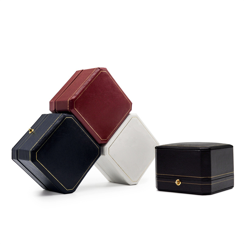 Jing Baohong Октогонална кутия за бижута, ABS материал, твърда конструкция, бронзов едноцветен дизайн, персонализиране и частна марка