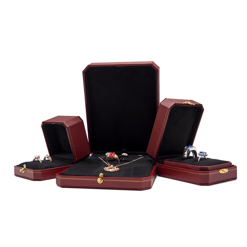 Jing Baohong Октогонална кутия за бижута, ABS материал, твърда конструкция, бронзов едноцветен дизайн, персонализиране и частна марка