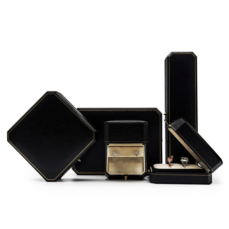 Jing Baohong Октогонална кутия за бижута, ABS материал, твърда конструкция, бронзов едноцветен дизайн, персонализиране и частна марка