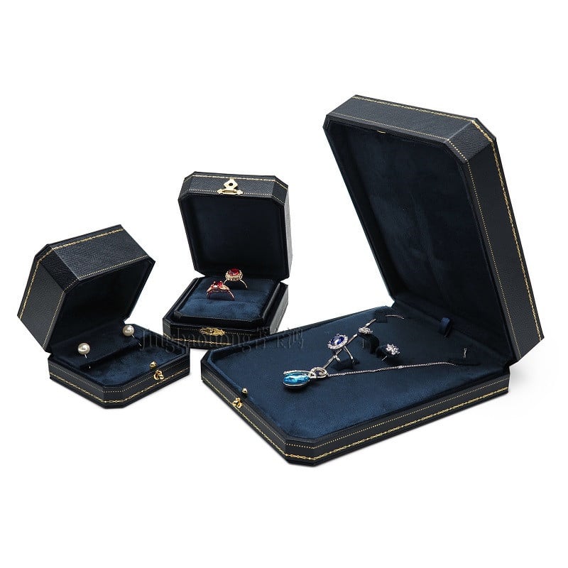 Jing Baohong Октогонална кутия за бижута, ABS материал, твърда конструкция, бронзов едноцветен дизайн, персонализиране и частна марка