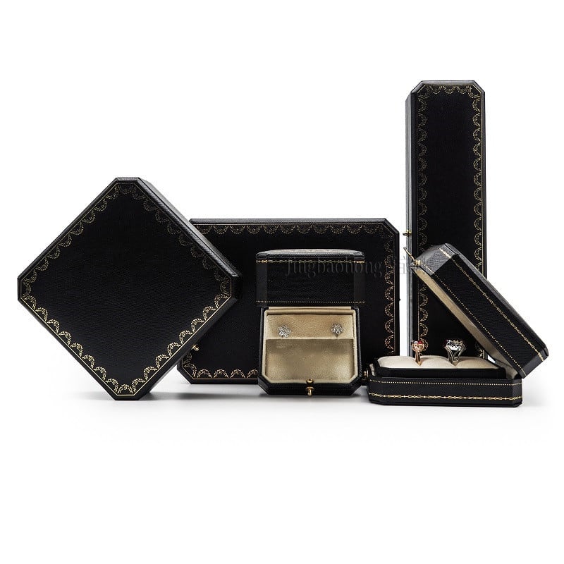 Jing Baohong Октогонална кутия за бижута, ABS материал, твърда конструкция, бронзов едноцветен дизайн, персонализиране и частна марка