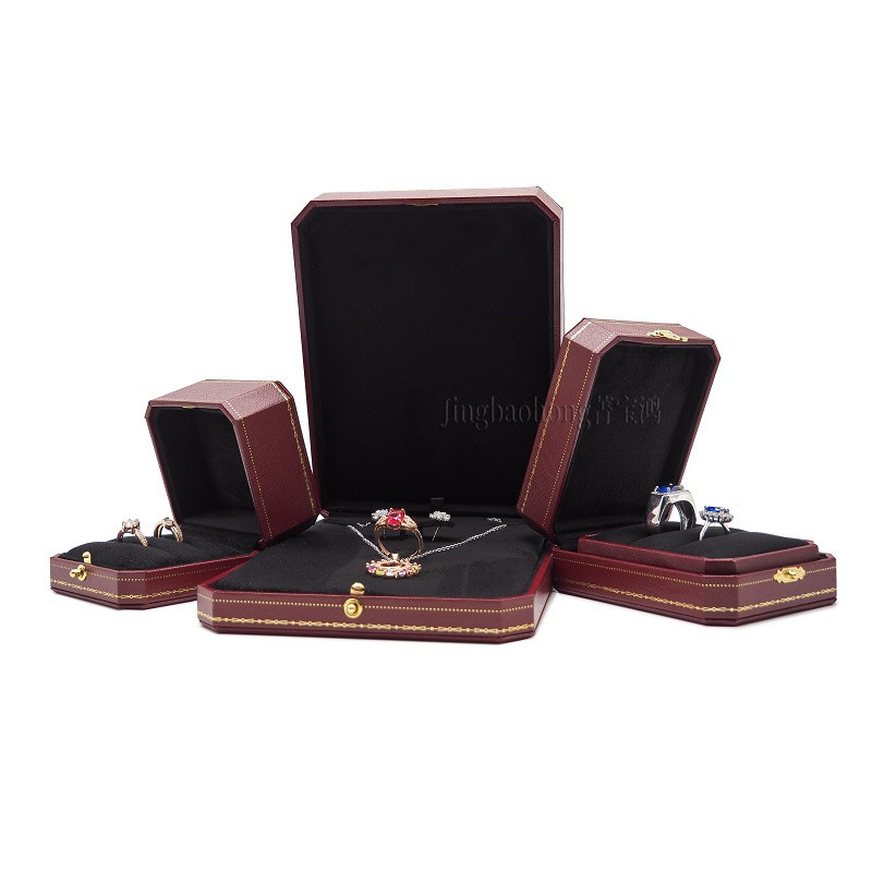 Jing Baohong Октогонална кутия за бижута, ABS материал, твърда конструкция, бронзов едноцветен дизайн, персонализиране и частна марка