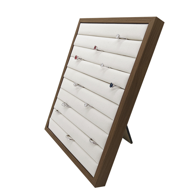 Дървена стойка за показване на бижута за пръстени, колие и обици – сгъваема, опаковъчна кутия