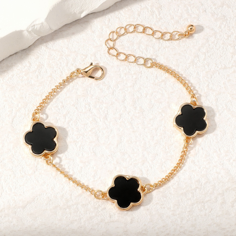 Гривна за жени с пеперуда и четирилистна детелина, сплав, електроплакирана, златно покрита с изкуствени камъни