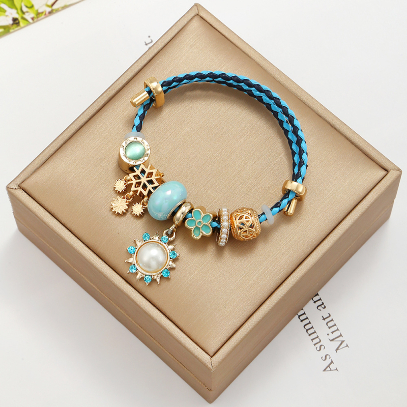 Brățară din șnur de piele, elastic, cu pandantiv în formă de picătură, motif DIY de dragoste, încrustată cu piatră artificială din aliaj