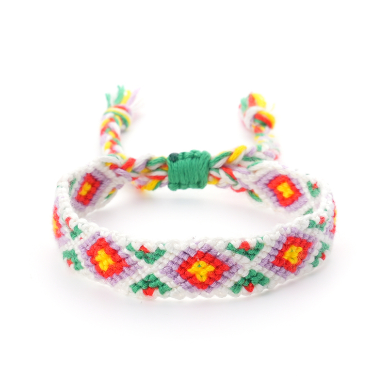 Tibeti stílusú női karkötő, kézzel készített, dinnyemintás geometriai minta, zsinór anyagból