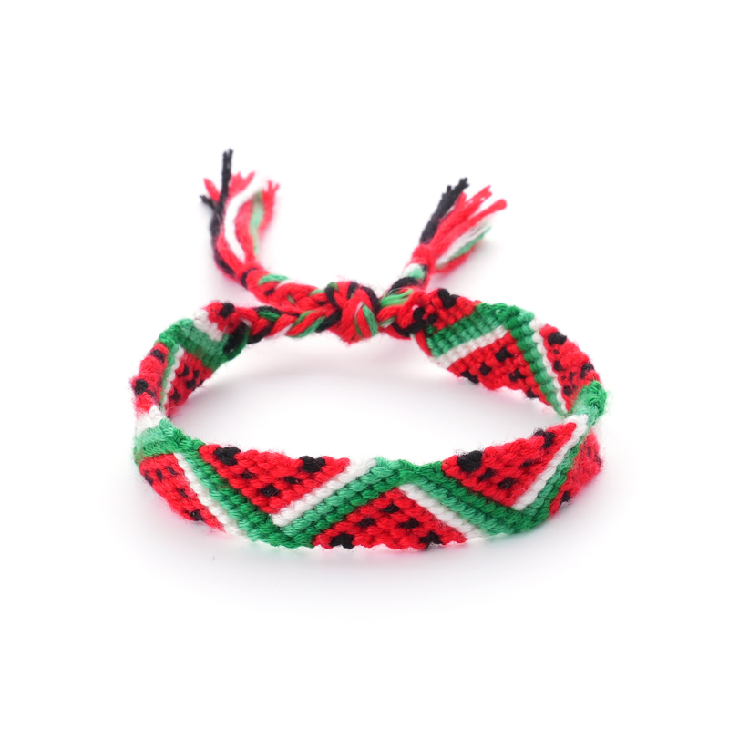 Tibeti stílusú női karkötő, kézzel készített, dinnyemintás geometriai minta, zsinór anyagból