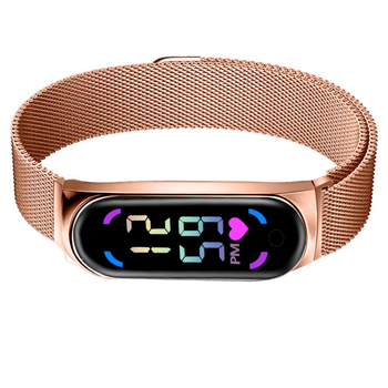 Ceas digital pentru copii, cu mișcare cuarț (68), cadran oval, carcasă din aliaj, cataramă magnetică