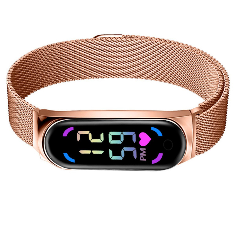 Ceas digital pentru copii, cu mișcare cuarț (68), cadran oval, carcasă din aliaj, cataramă magnetică