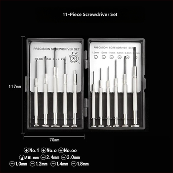 Pulksteņu skrūvgriežu komplekts no hroma-vanādija tērauda Cr_V, magnētisks, bez izolācijas, svars 0.1 kg