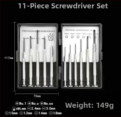 Pulksteņu skrūvgriežu komplekts no hroma-vanādija tērauda Cr_V, magnētisks, bez izolācijas, svars 0.1 kg