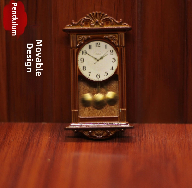 Leļļu mājiņas mini aksesuāri – metāla sienas pulkstenis romiešu stilā, 1:12 mērogs, vecuma diapazons 15–35 gadi, OPP iepakojums