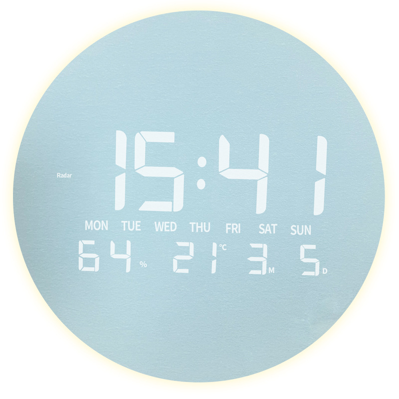 Акрилен стенен часовник-панел за всекидневна с вечен календар и LED дисплей на английски