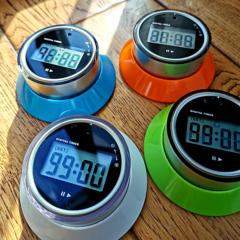 Digitaalne köögitaimer LCD-ekraaniga, taimerifunktsioon, ümmargune plastikust korpus (patareidega toidetav)