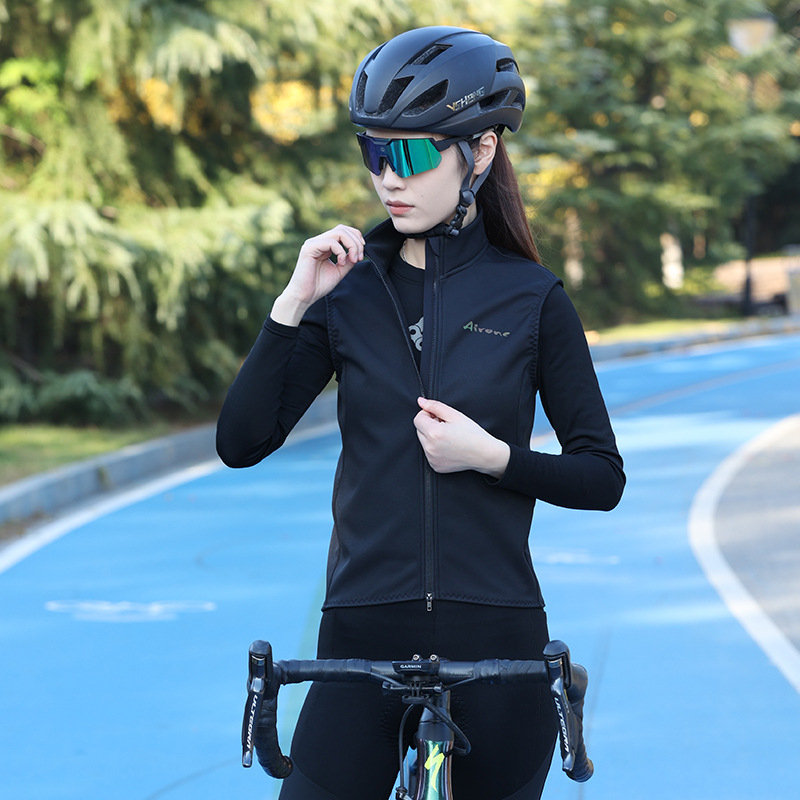 Unisex prsluk za biciklizam s tri-slojnom kompozitnom konstrukcijom i fleece podstavom, otporan na vjetar (unisex, zima, tri-slojna konstrukcija, smjesa sintetičkih vlakana)