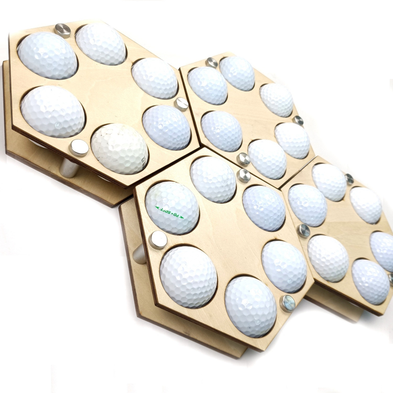 Drveni golf-stalak s šesterokutnim uzorkom saća, borovo drvo, polu ručna i polu mehanička izrada