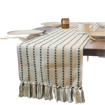 Скандинавска минималистична покривка за маса - памучен жакард, 65% памук / 35% полиестер, прахоустойчива, райета, за хол и спалня