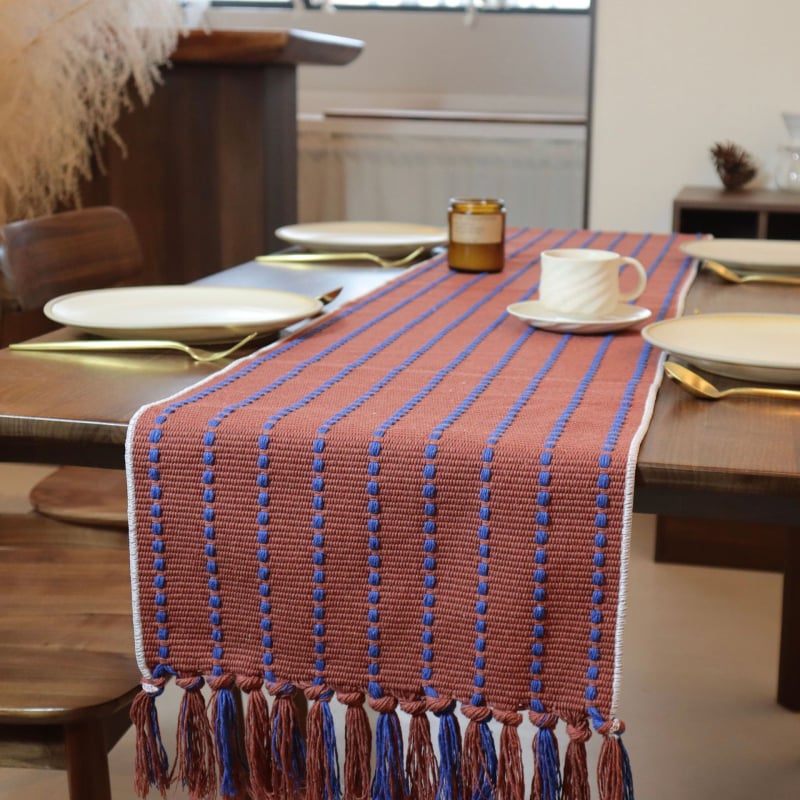 Скандинавска минималистична покривка за маса - памучен жакард, 65% памук / 35% полиестер, прахоустойчива, райета, за хол и спалня