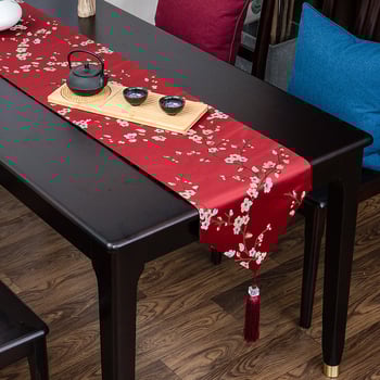 Флаг за маса с мотив сливово цвете, 100% полиестер, модерен новокитайски стил, за всекидневна